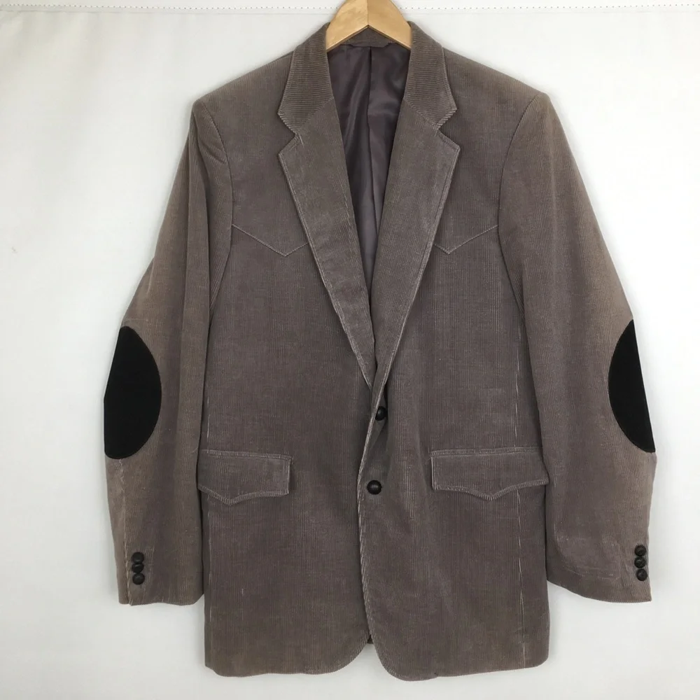 Circle S Dallas Texas Western Blazer Jacket Sport Coat Corduroy Elbow Patch 42L